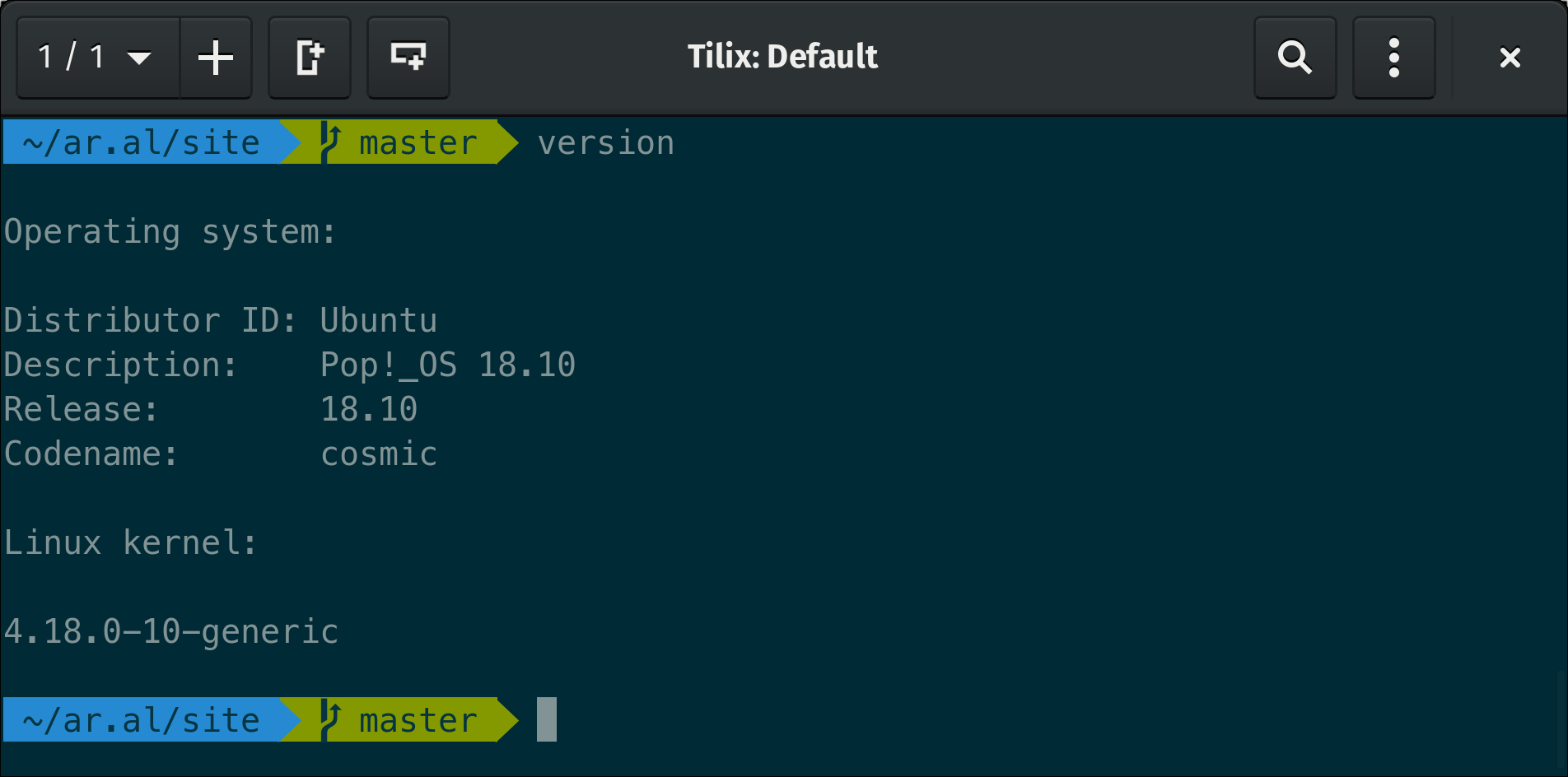 Screenshot of my simple version script running in Terminal. The information displayed is recreated at the end of this post.